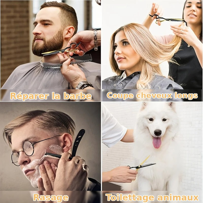 Kit de Ciseaux Professionnels 15 Pièces - Coiffure & Barbier