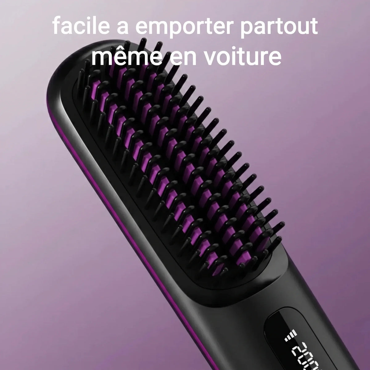 mcjboutique Brosse Chauffante Sans Fil vue de profil avec écran LCD
