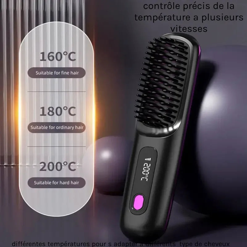 mcjboutique Brosse Chauffante Sans Fil détail des plaques céramique tourmaline