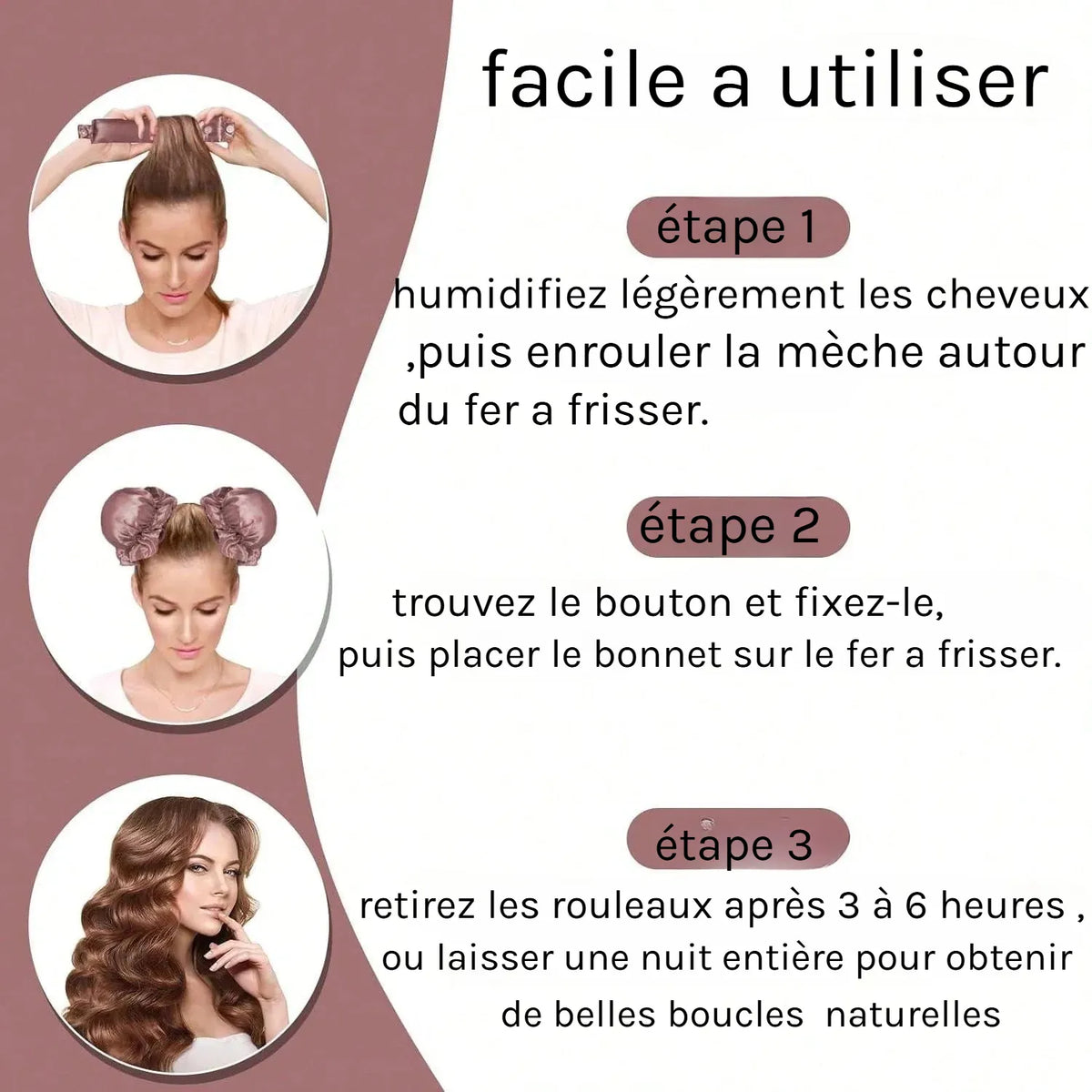 mcjboutique Set de Boucles Satinées en utilisation sur cheveux longs