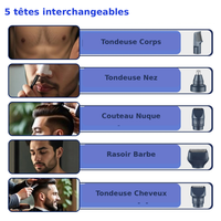 Kit de Toilettage 5-en-1 Homme - Tondeuse & Rasoir Étanche 4