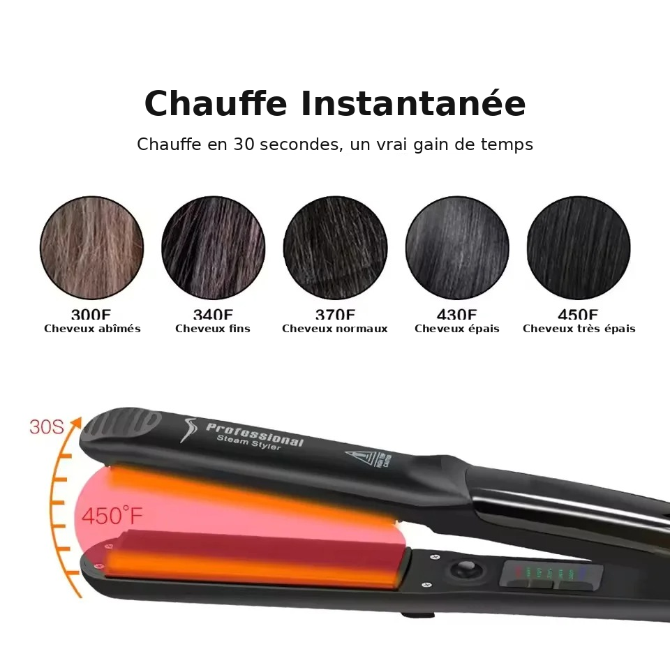 mcjboutique Fer à Lisser Vapeur Portable écran de réglage température