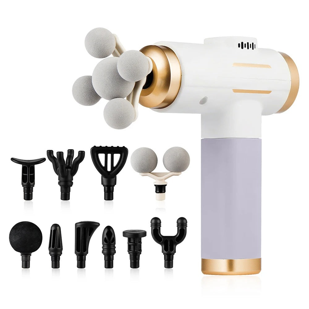 mcjboutique Pistolet de Massage Musculaire 11-en-1 en utilisation sur le dos